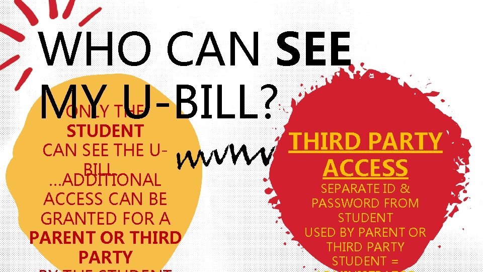 WHO CAN SEE MY U-BILL? ONLY THE STUDENT CAN SEE THE UBILL… …ADDITIONAL ACCESS