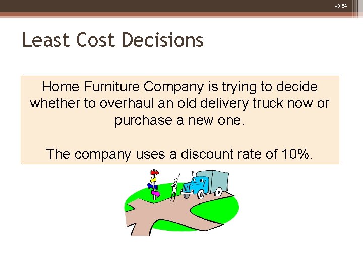 13 -52 Least Cost Decisions Home Furniture Company is trying to decide whether to