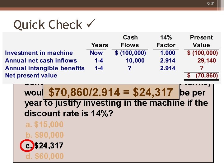 13 -57 Quick Check Bay Architects is considering a drafting machine that would cost