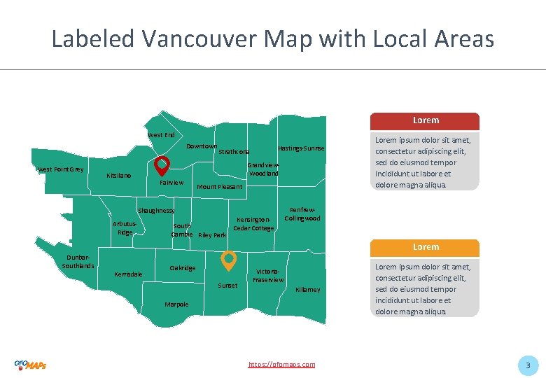 Labeled Vancouver Map with Local Areas Lorem West End Downtown West Point Grey Hastings-Sunrise