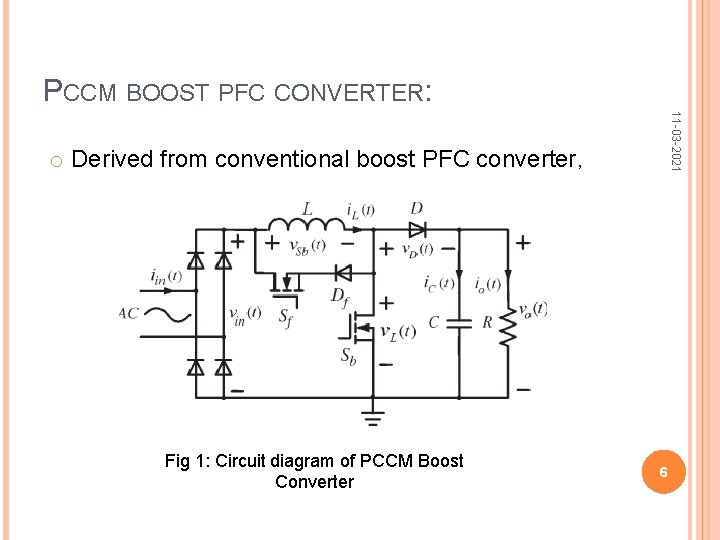 PCCM BOOST PFC CONVERTER: 11 -03 -2021 o Derived from conventional boost PFC converter,