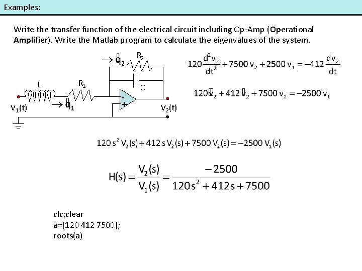Examples Write The Transfer Function Of The Electrical