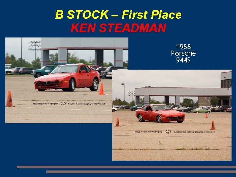 B STOCK – First Place KEN STEADMAN 1988 Porsche 944 S 