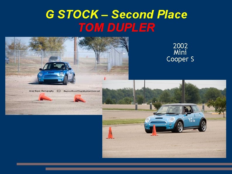 G STOCK – Second Place TOM DUPLER 2002 Mini Cooper S 