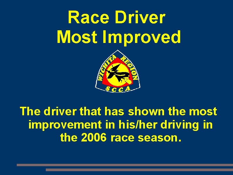 Race Driver Most Improved The driver that has shown the most improvement in his/her