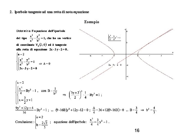 2. Iperbole tangente ad una retta di nota equazione Esempio 16 