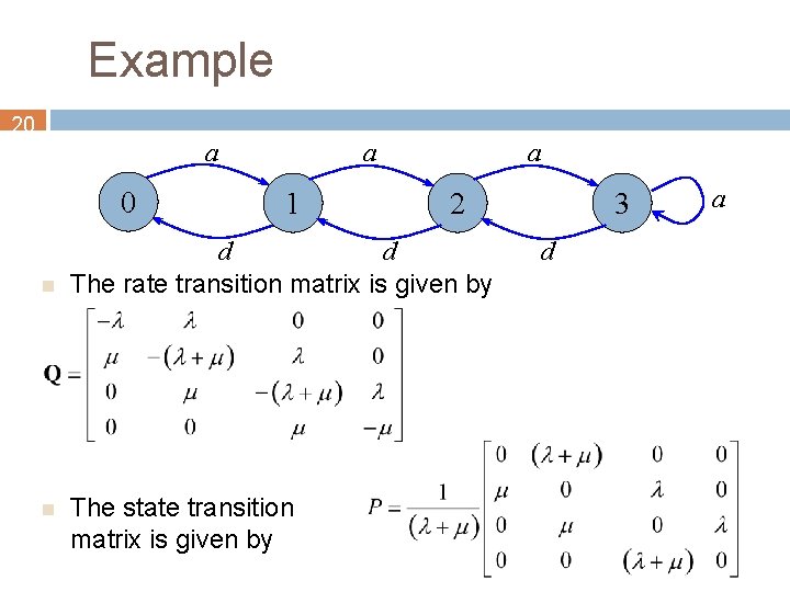 Example 20 a 0 n n a 1 a 2 d d The rate