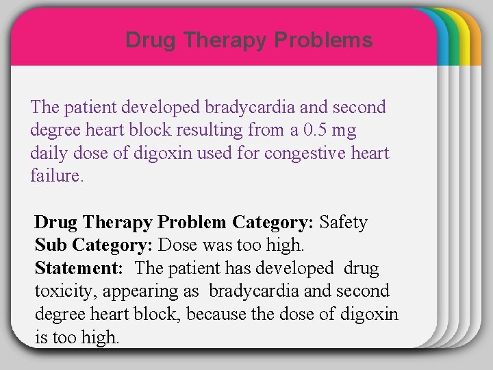 Drug Therapy Problems WINTER The patient developed bradycardia and second Template degree heart block