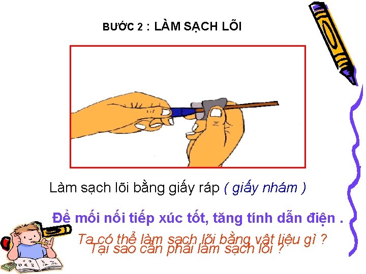 BƯỚC 2 : LÀM SẠCH LÕI Làm sạch lõi bằng giấy ráp ( giấy