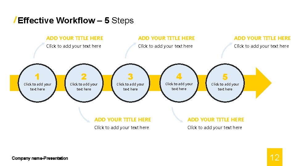 Effective Workflow – 5 Steps ADD YOUR TITLE HERE Click to add your text