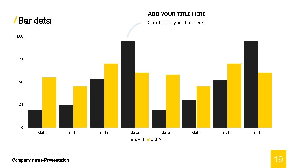 ADD YOUR TITLE HERE Bar data Click to add your text here Chart Title