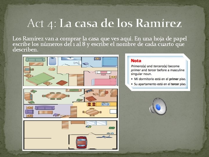 Act 4: La casa de los Ramírez Los Ramírez van a comprar la casa