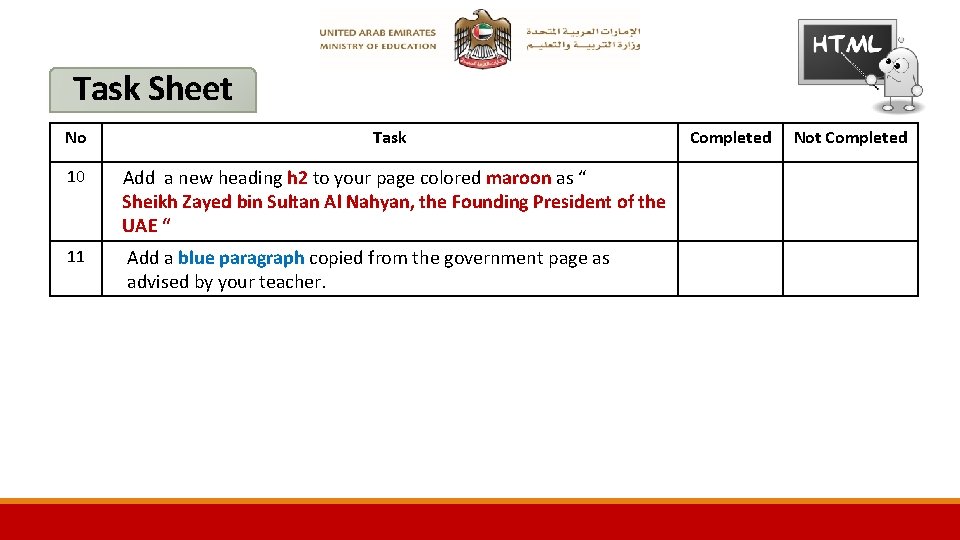 Task Sheet No Task 10 Add a new heading h 2 to your page