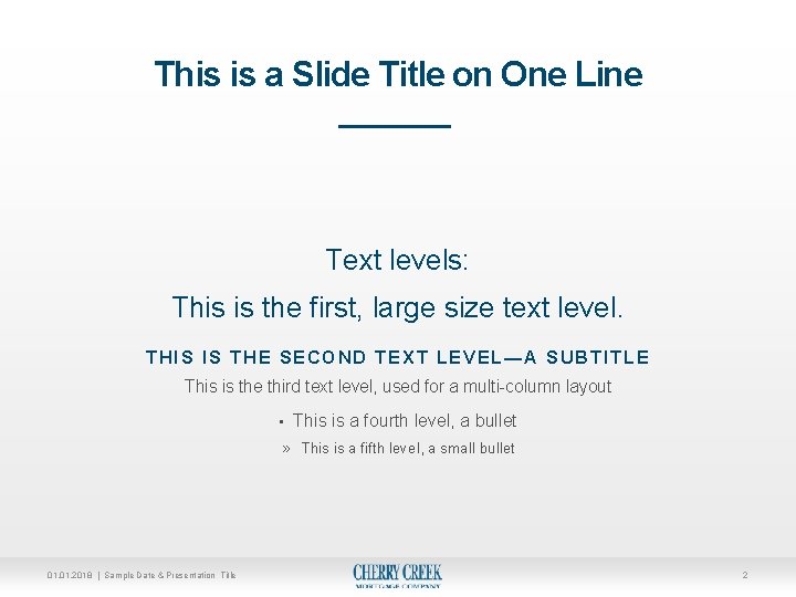 This is a Slide Title on One Line Text levels: This is the first, This is a Slide Title on One Line Text levels: This is the first,