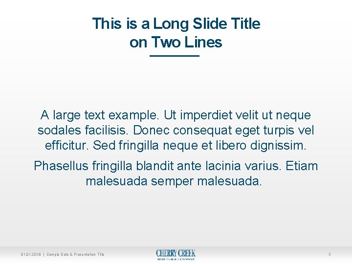 This is a Long Slide Title on Two Lines A large text example. Ut This is a Long Slide Title on Two Lines A large text example. Ut