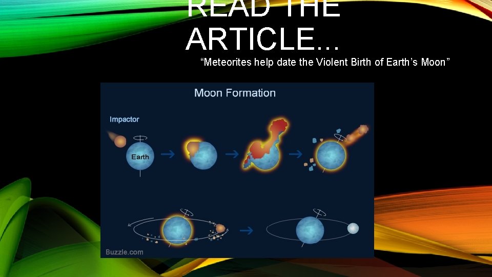 READ THE ARTICLE. . . “Meteorites help date the Violent Birth of Earth’s Moon”