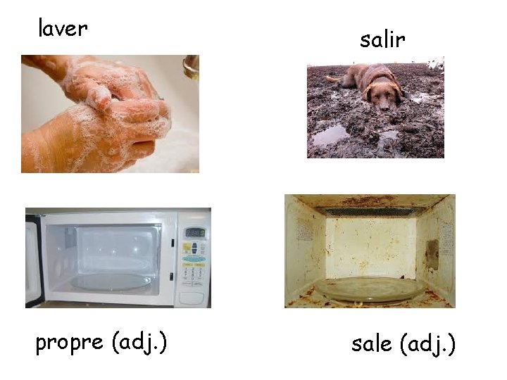 laver propre (adj. ) salir sale (adj. ) 