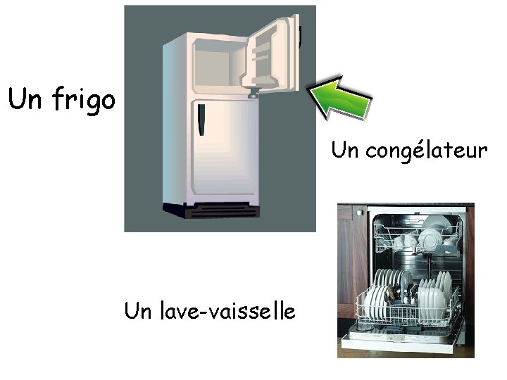 Un frigo Un congélateur Un lave-vaisselle 