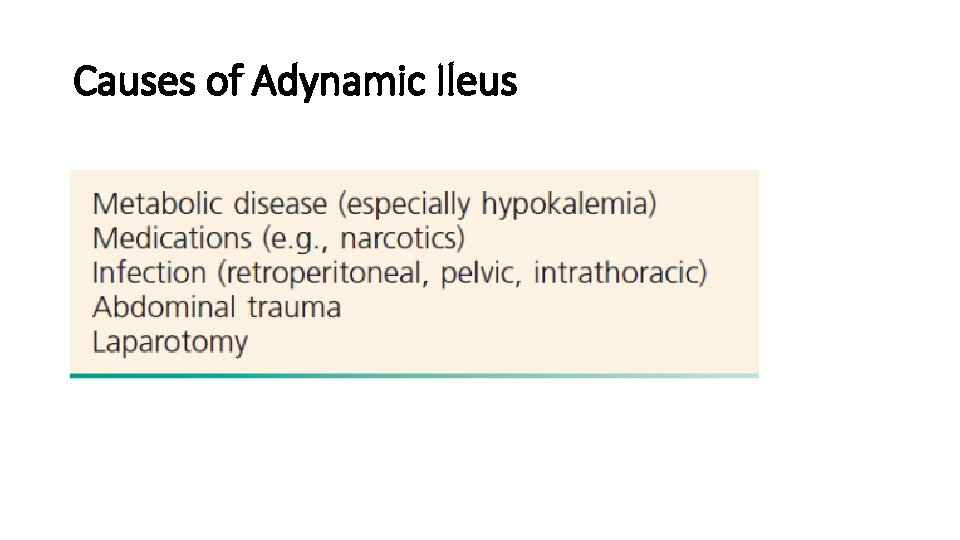 Causes of Adynamic Ileus Causes of Adynamic Ileus