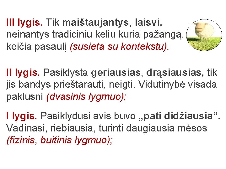 III lygis. Tik maištaujantys, laisvi, neinantys tradiciniu keliu kuria pažangą, keičia pasaulį (susieta su