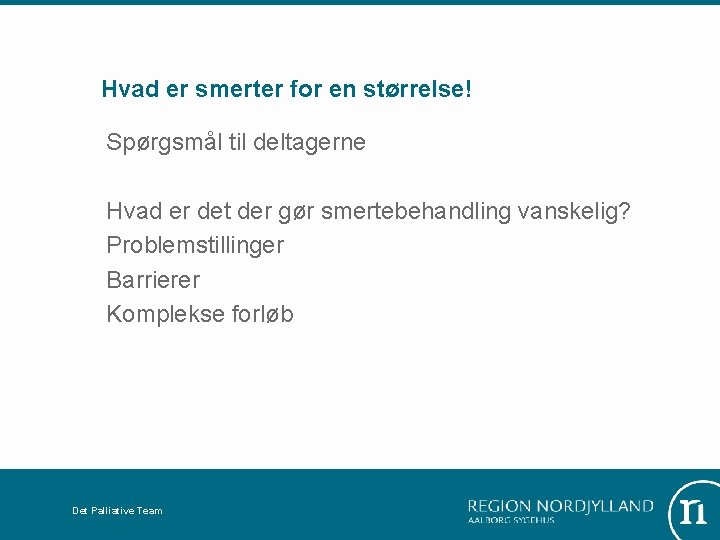 Hvad er smerter for en størrelse! Spørgsmål til deltagerne Hvad er det der gør