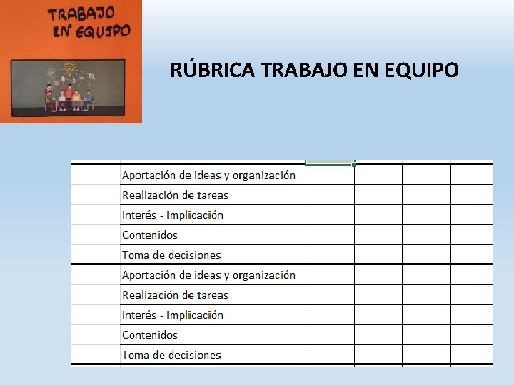 RÚBRICA TRABAJO EN EQUIPO 