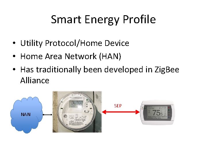 Smart Energy Profile • Utility Protocol/Home Device • Home Area Network (HAN) • Has