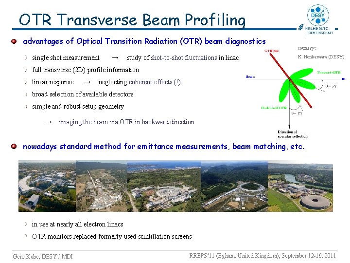 OTR Transverse Beam Profiling advantages of Optical Transition Radiation (OTR) beam diagnostics single shot OTR Transverse Beam Profiling advantages of Optical Transition Radiation (OTR) beam diagnostics single shot