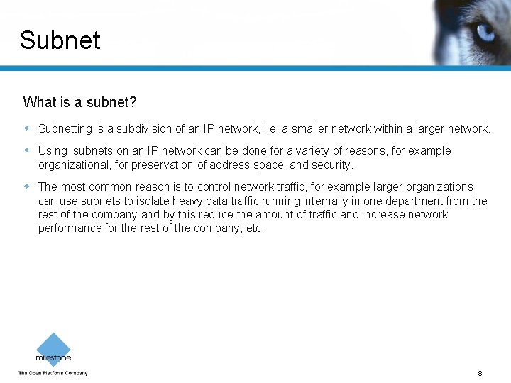 Subnet What is a subnet? Subnetting is a subdivision of an IP network, i.