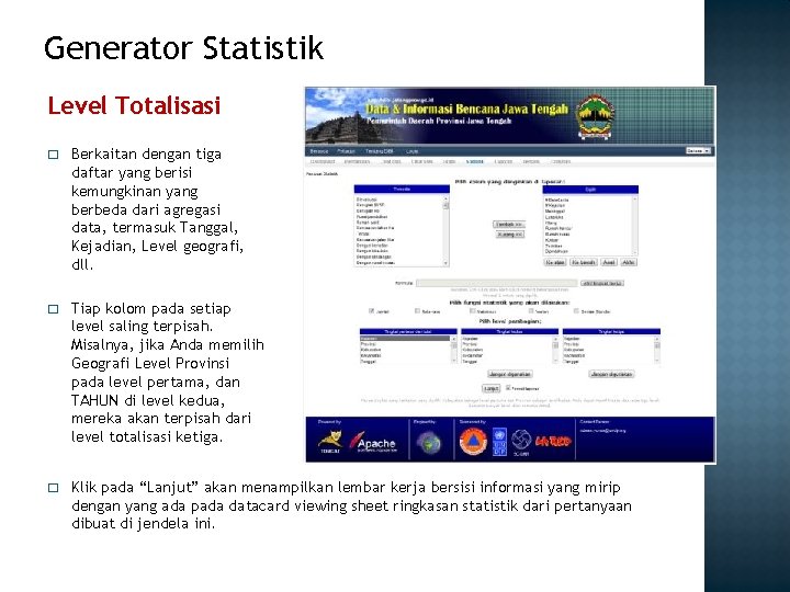 Generator Statistik Level Totalisasi � Berkaitan dengan tiga daftar yang berisi kemungkinan yang berbeda