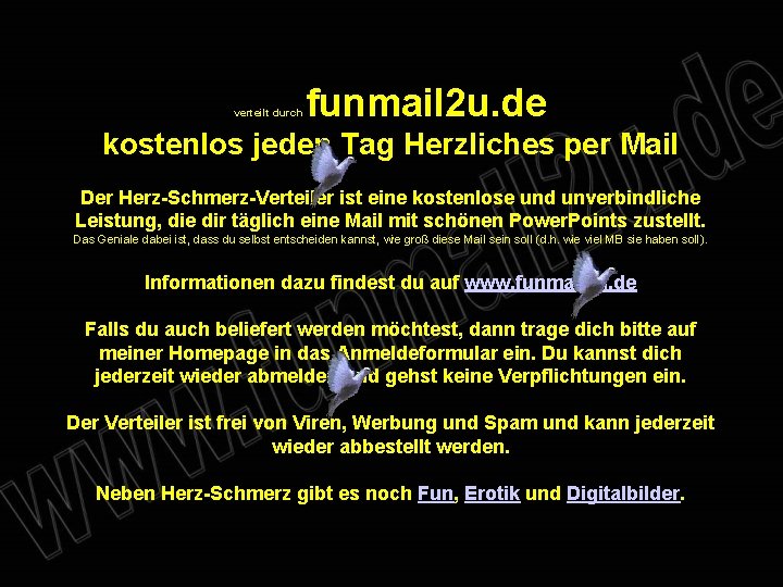 verteilt durch funmail 2 u. de kostenlos jeden Tag Herzliches per Mail Der Herz-Schmerz-Verteiler