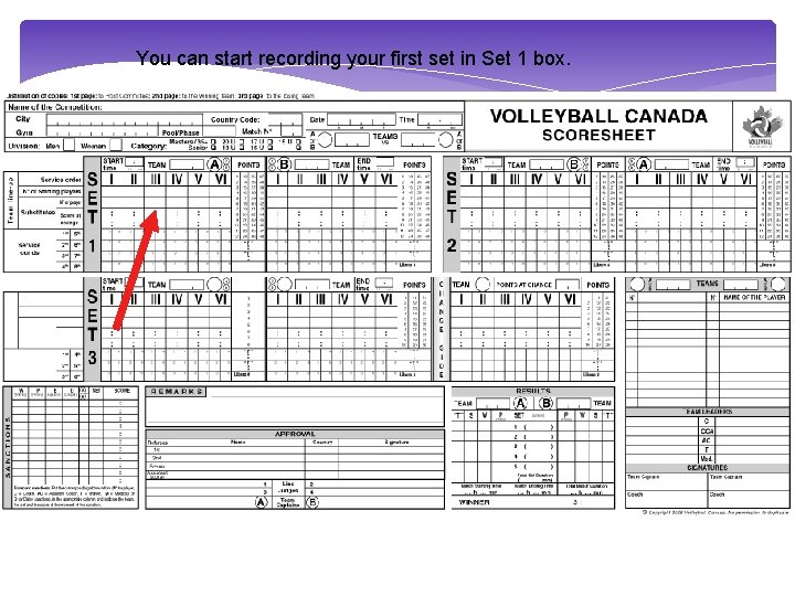 You can start recording your first set in Set 1 box. 