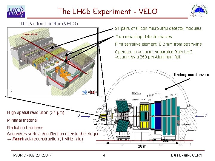 The LHCb Experiment - VELO The Vertex Locator (VELO) 21 pairs of silicon micro-strip