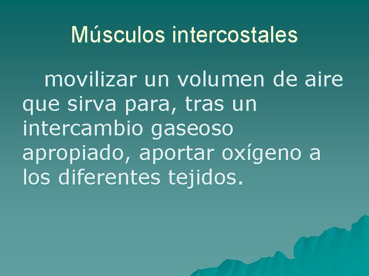 Músculos intercostales movilizar un volumen de aire que sirva para, tras un intercambio gaseoso