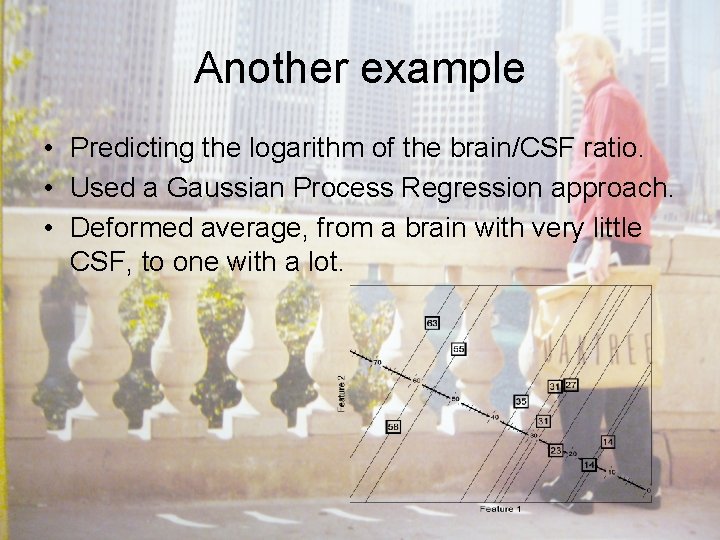 Another example • Predicting the logarithm of the brain/CSF ratio. • Used a Gaussian