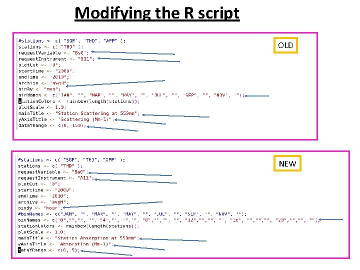 Modifying the R script OLD NEW 