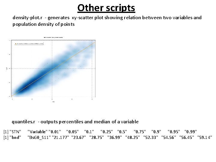 Other scripts density-plot. r - generates xy-scatter plot showing relation between two variables and