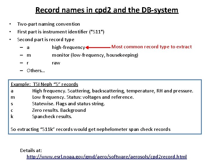 Record names in cpd 2 and the DB-system • • • Two-part naming convention