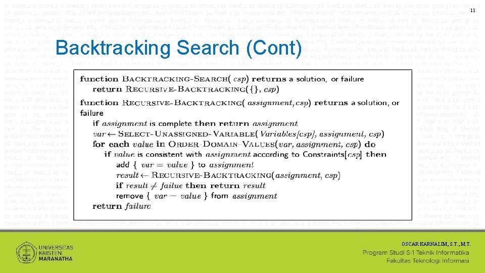 11 Backtracking Search (Cont) OSCAR KARNALIM, S. T. , M. T. 
