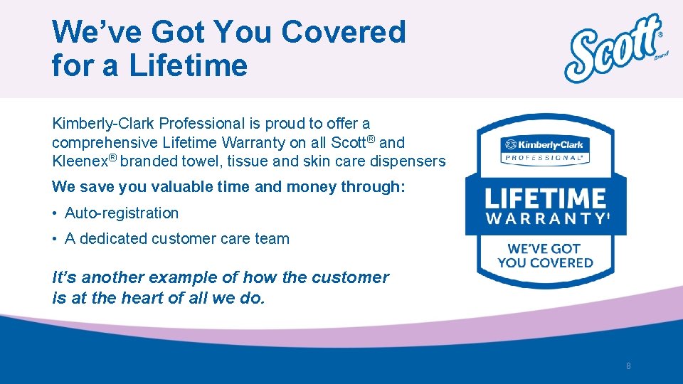 We’ve Got You Covered for a Lifetime Kimberly-Clark Professional is proud to offer a