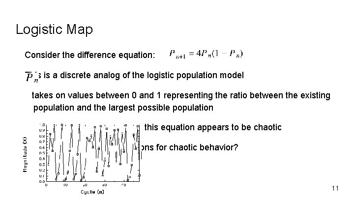 Logistic Map Consider the difference equation: This is a discrete analog of the logistic