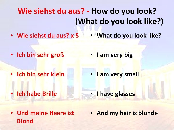 Wie siehst du aus? - How do you look? (What do you look like?