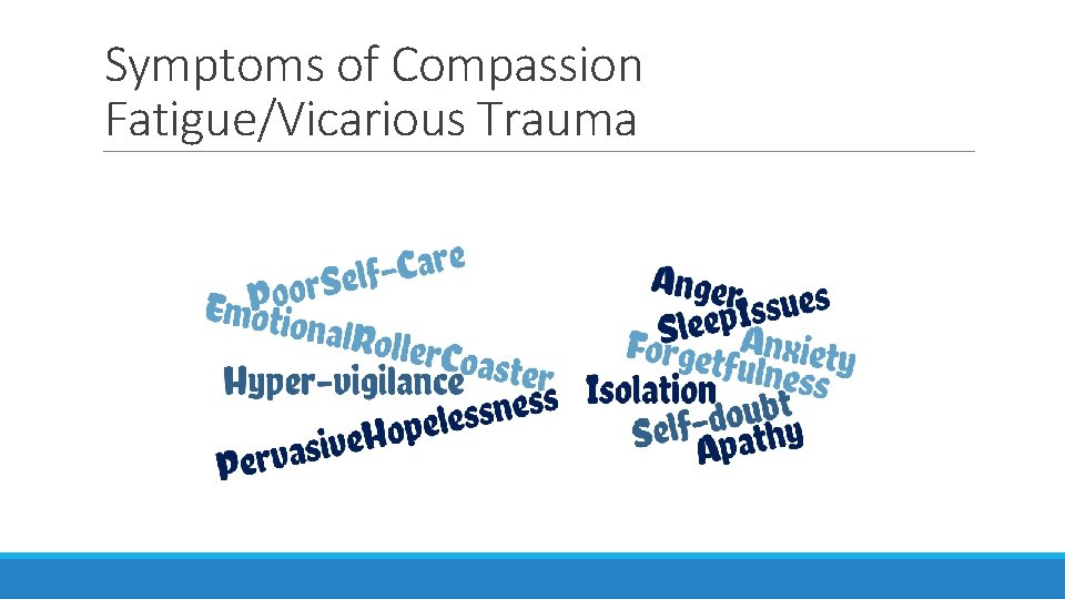 Symptoms of Compassion Fatigue/Vicarious Trauma 