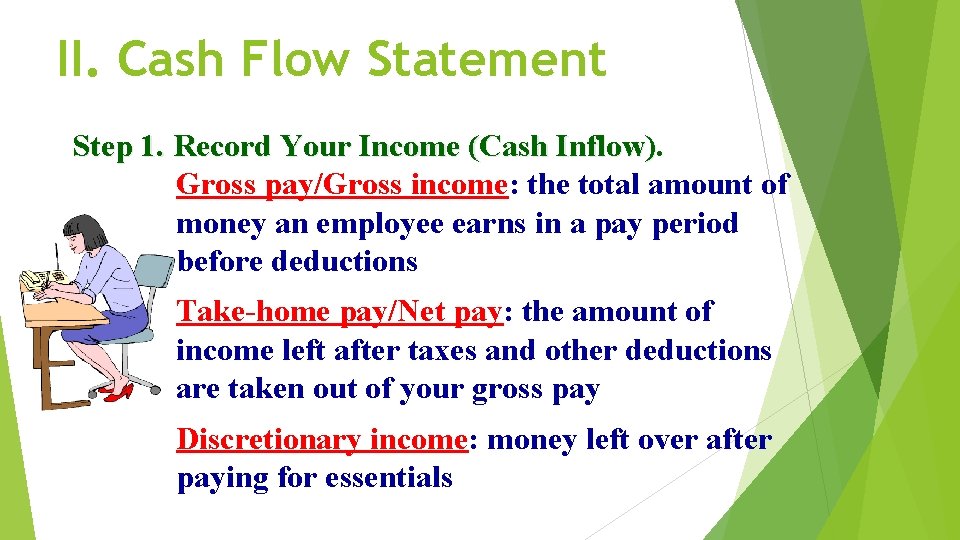 II. Cash Flow Statement Step 1. Record Your Income (Cash Inflow) Gross pay/Gross income: