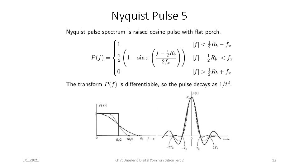 Nyquist Pulse 5 3/11/2021 Ch 7: Baseband Digital Communication part 2 13 