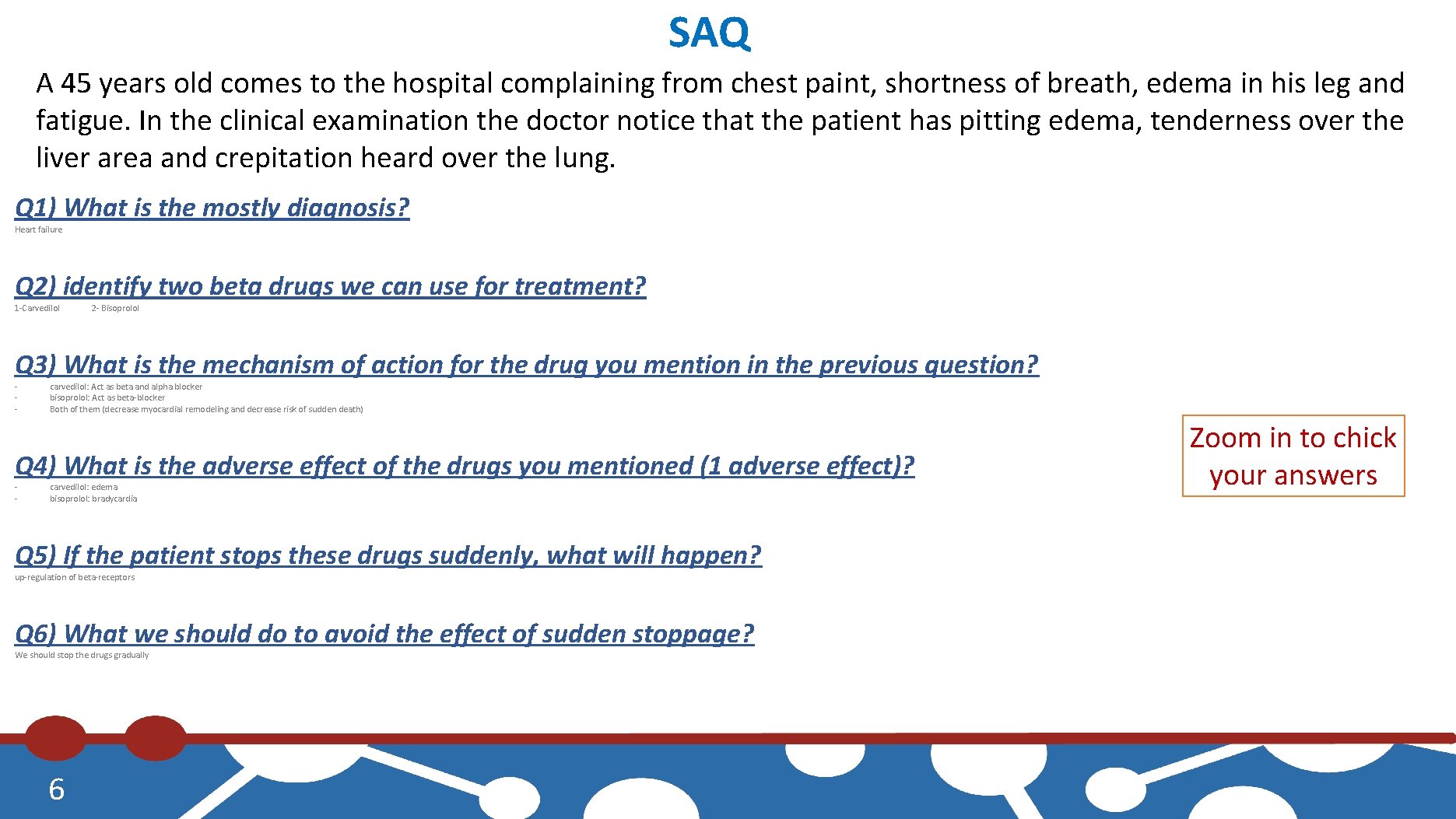 SAQ A 45 years old comes to the hospital complaining from chest paint, shortness