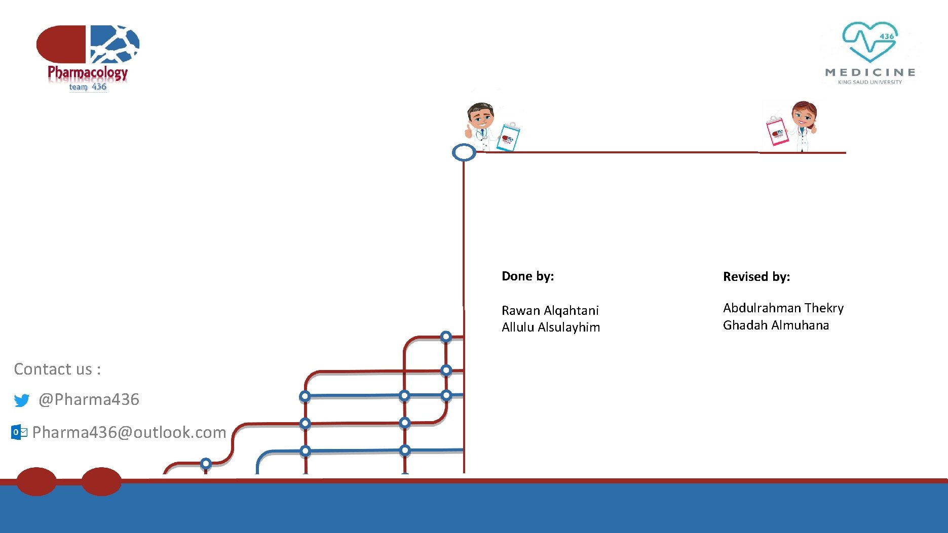 Contact us : @Pharma 436 Pharma 436@outlook. com Done by: Revised by: Rawan Alqahtani