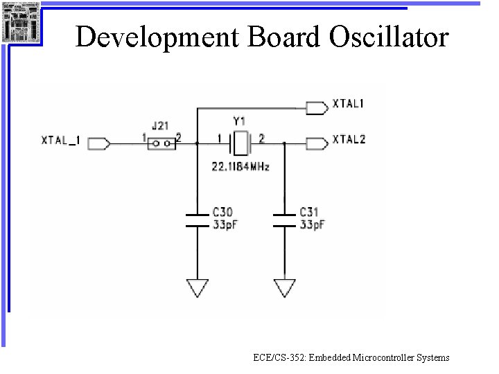 Development Board Oscillator ECE/CS-352: Embedded Microcontroller Systems 