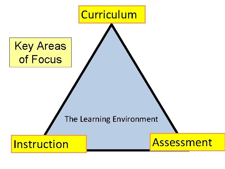 Curriculum Key Areas of Focus The Learning Environment Instruction Assessment 