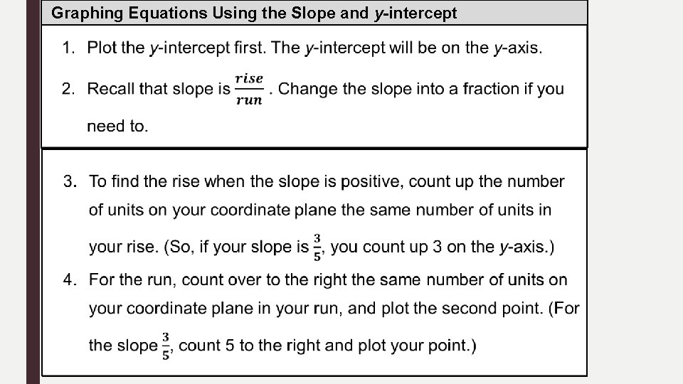 Graphing Equations Using the Slope and y-intercept 